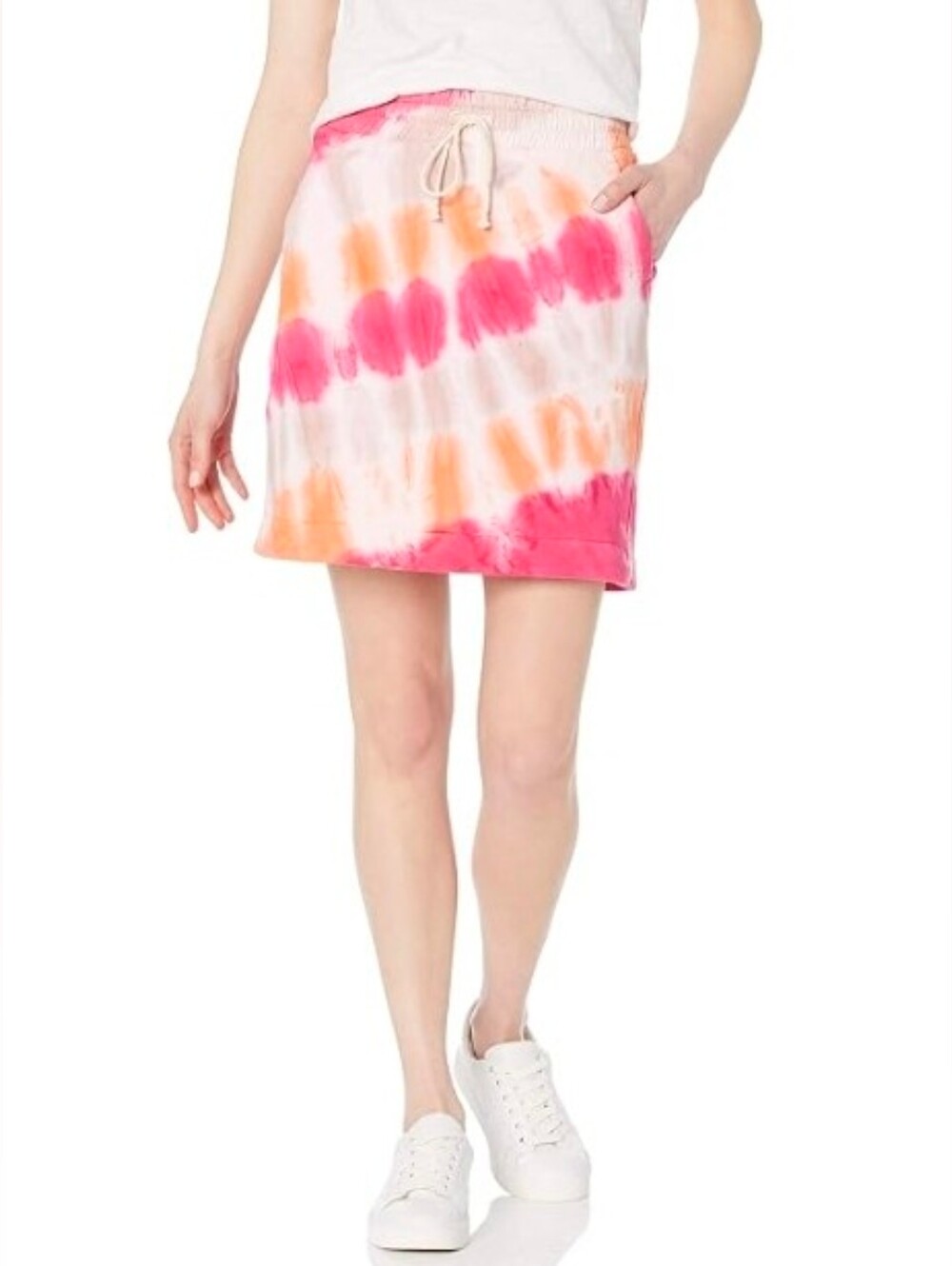 Goodthreads Tie-Dye Paperbag Waist Heritage Fleece Drawstring Mini Skirt Size L